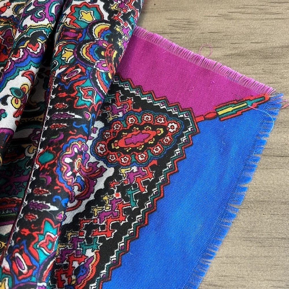 90’S COLORFUL SCARF WITH COLORBLOCK AND RAW HEM OUTER - Picture 14 of 14